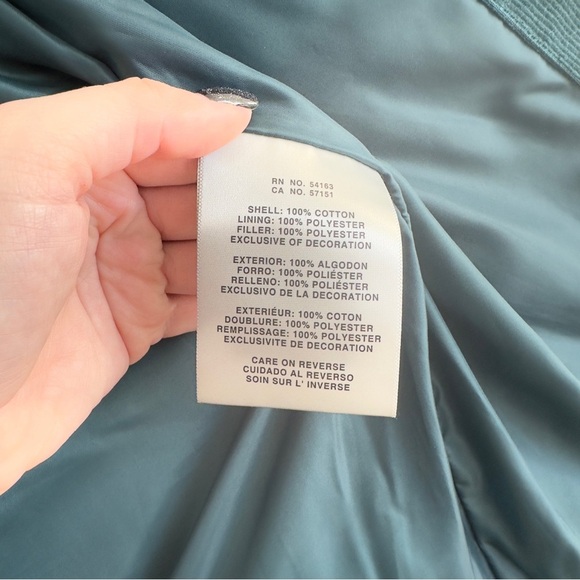 Levis LINED CORDUROY ZIP UP PUFFER JACKET IN TEAL - Picture 9 of 11